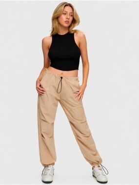 Kuwalla Low Cut Baggy Parachute Cargo Pants Size Medium Tan